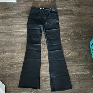 Edikted Leather Wax Flare Jeans
